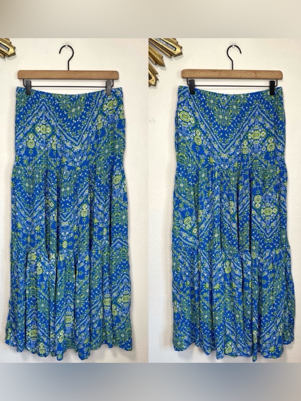 Scoop Printed Tiered Maxi Skirt